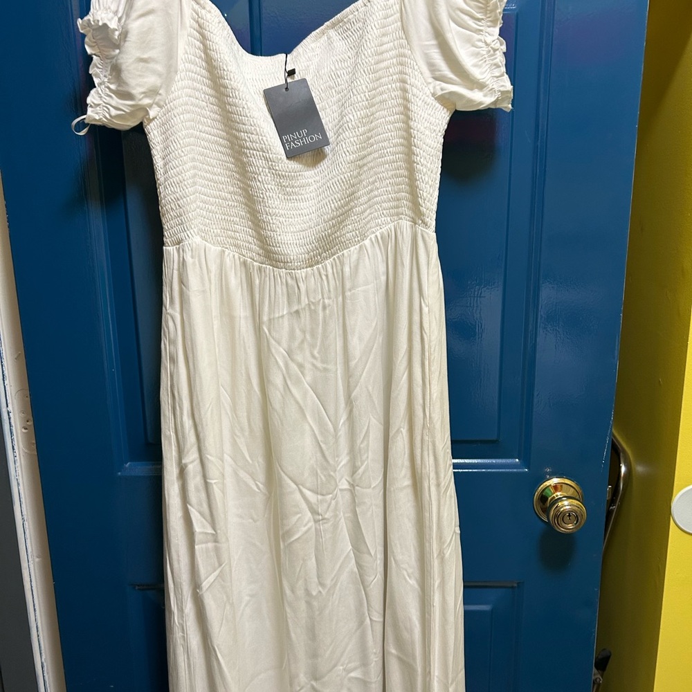 White Smocked Maxi Dress